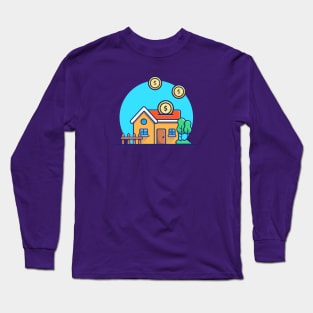 House with Gold Money Cartoon Long Sleeve T-Shirt